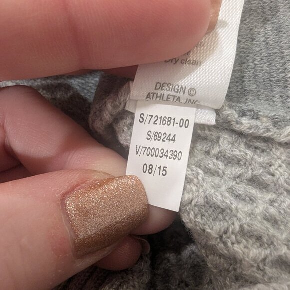 ATHLETA Merino Extra Fine Wool Sweater Dress XS Gray Turtleneck 3/4 Sleeve - Picture 10 of 11